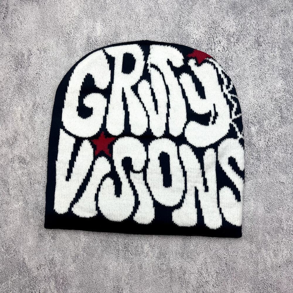 y2k 2000s grunge gothic spiderweb brown Grvty visions beanie